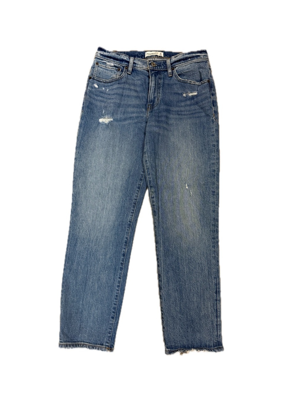 Abercrombie & Fitch Mid-ride Boyfriend Medium Blue Straight Leg Jeans